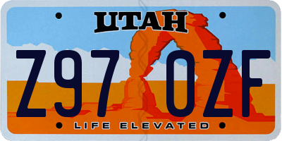 UT license plate Z970ZF