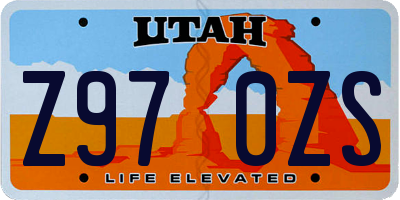 UT license plate Z970ZS