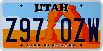 UT license plate Z970ZW