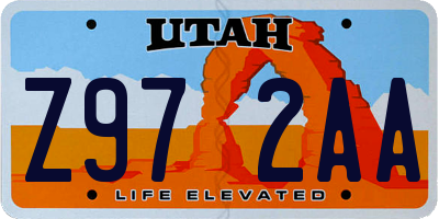 UT license plate Z972AA