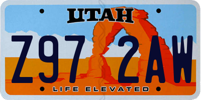 UT license plate Z972AW