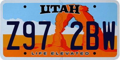 UT license plate Z972BW