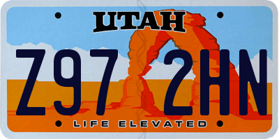 UT license plate Z972HN
