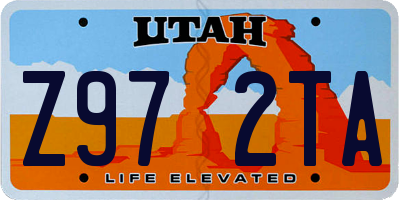UT license plate Z972TA