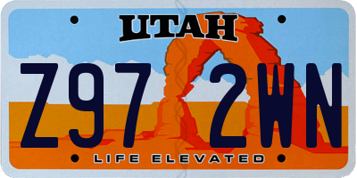 UT license plate Z972WN