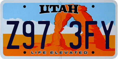 UT license plate Z973FY