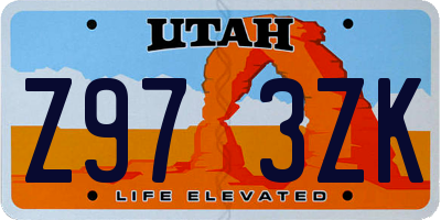 UT license plate Z973ZK