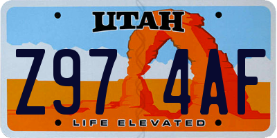 UT license plate Z974AF