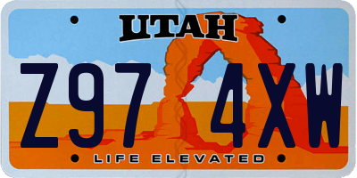 UT license plate Z974XW