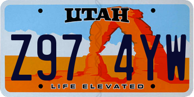 UT license plate Z974YW