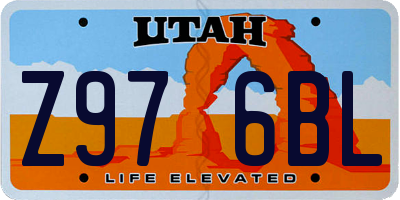 UT license plate Z976BL
