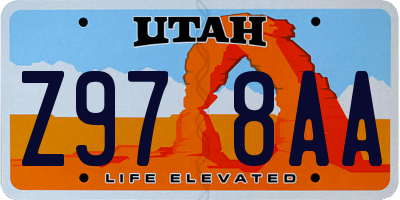 UT license plate Z978AA