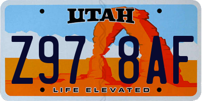 UT license plate Z978AF