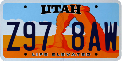 UT license plate Z978AW