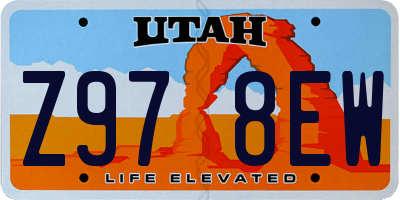 UT license plate Z978EW