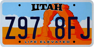 UT license plate Z978FJ