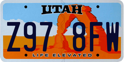 UT license plate Z978FW
