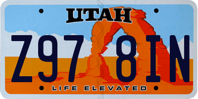 UT license plate Z978IN