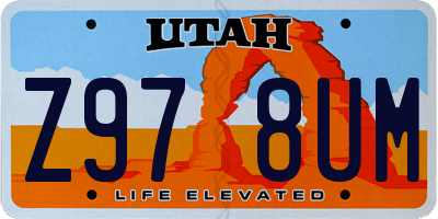 UT license plate Z978UM