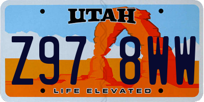 UT license plate Z978WW