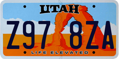UT license plate Z978ZA