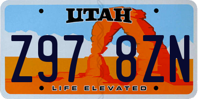 UT license plate Z978ZN