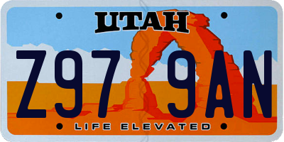 UT license plate Z979AN