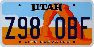 UT license plate Z980BF