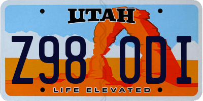 UT license plate Z980DI