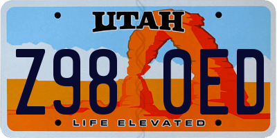 UT license plate Z980ED