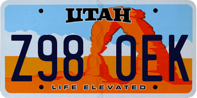 UT license plate Z980EK