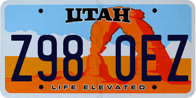 UT license plate Z980EZ