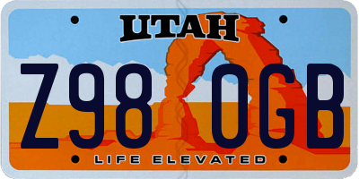 UT license plate Z980GB