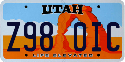 UT license plate Z980IC