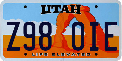 UT license plate Z980IE