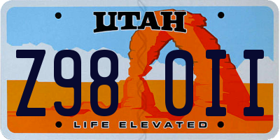 UT license plate Z980II
