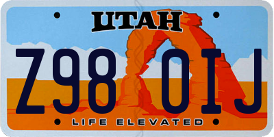 UT license plate Z980IJ