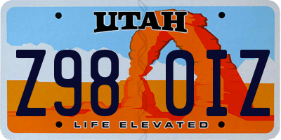 UT license plate Z980IZ