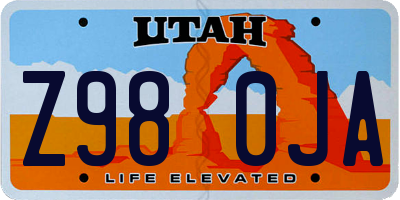 UT license plate Z980JA