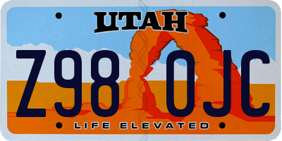 UT license plate Z980JC