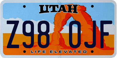 UT license plate Z980JF