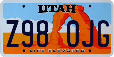 UT license plate Z980JG
