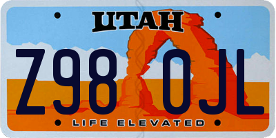 UT license plate Z980JL