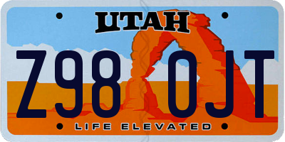 UT license plate Z980JT