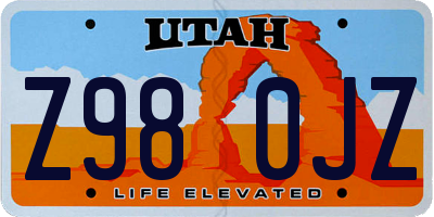 UT license plate Z980JZ