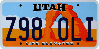 UT license plate Z980LI