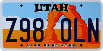 UT license plate Z980LN