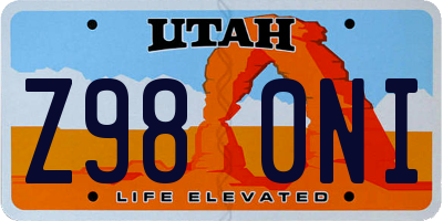 UT license plate Z980NI