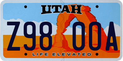 UT license plate Z980OA