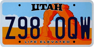UT license plate Z980QW